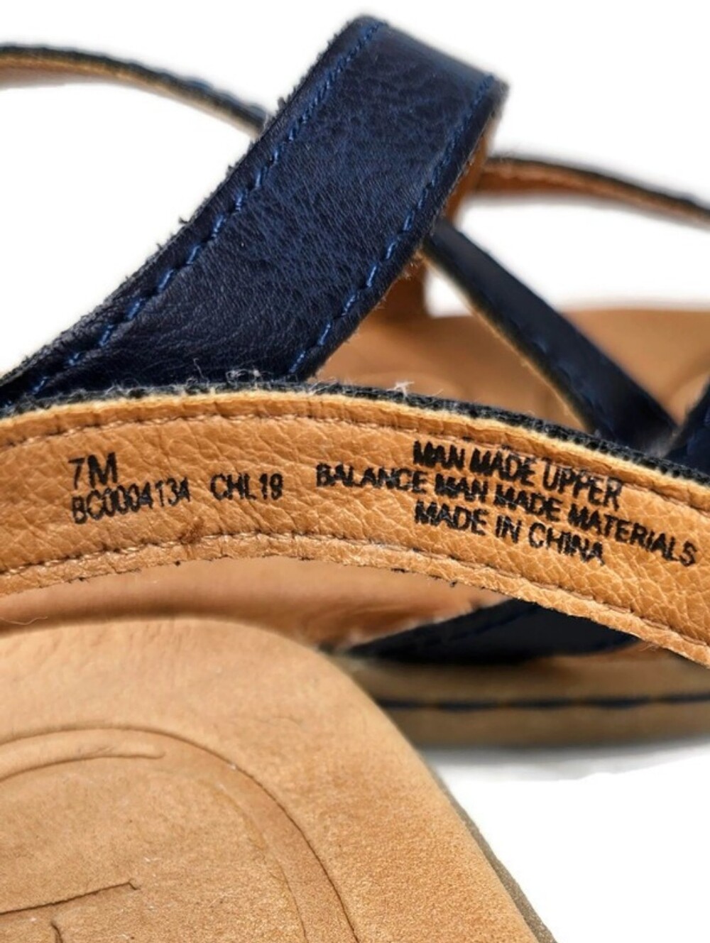 b.o.c. Born Navy Blue Strappy Toe-Post Slingback Flat Sandals - Picture 10 of 11